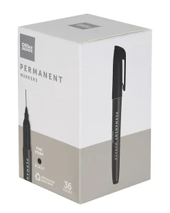 Office Depot® Brand Permanent Markers, Fine Point, 100% Recycled Plastic Barrel, Black Ink, Pack Of 36
