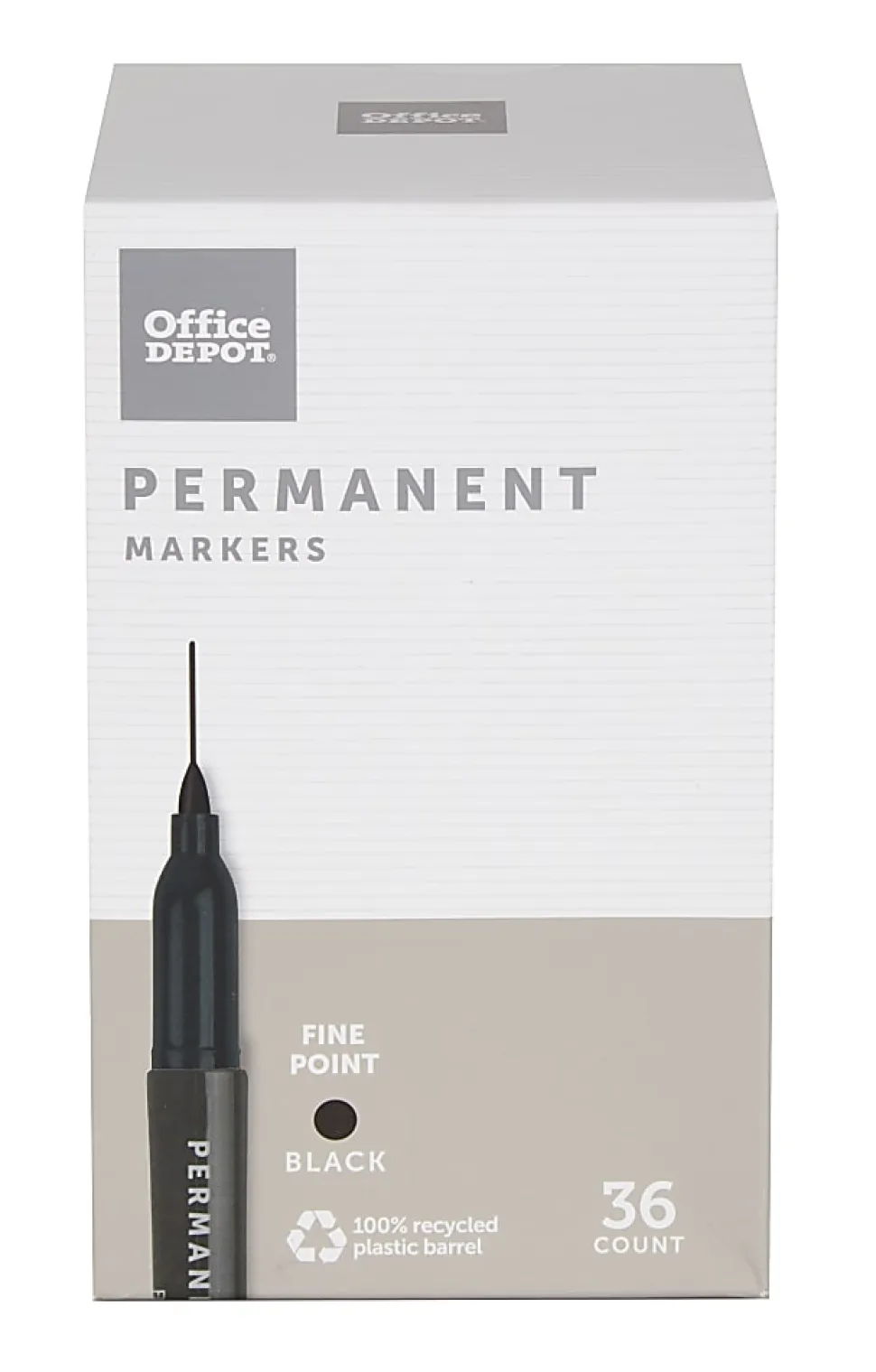 Office Depot® Brand Permanent Markers, Fine Point, 100% Recycled Plastic Barrel, Black Ink, Pack Of 36