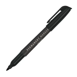Office Depot® Brand Permanent Markers, Fine Point, 100% Recycled Plastic Barrel, Black Ink, Pack Of 5