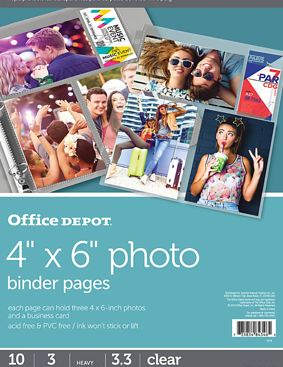 Office Depot® Brand Photo Binder Pages, 4" x 6", Multi Direction, Clear, Pack Of 10