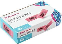 Office Depot® Brand Pink Bevel Erasers, Small, Box Of 36