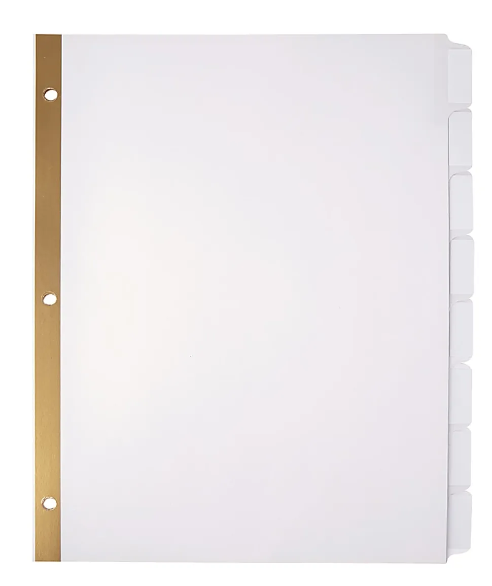 Office Depot® Brand Plain Dividers With Tabs And Labels, White, 8-Tab, Pack Of 25 Sets