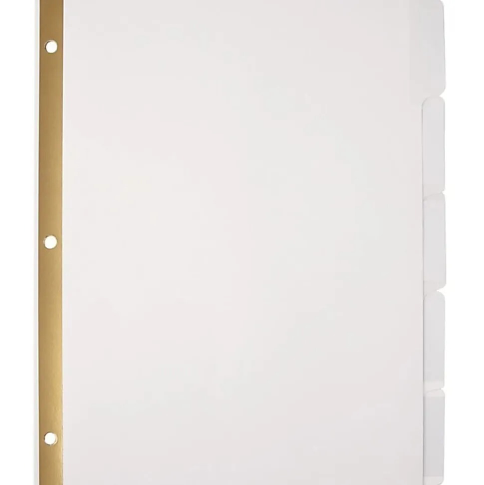 Office Depot® Brand Plain Dividers With Tabs And Labels, White, 5-Tab, Pack Of 25 Sets