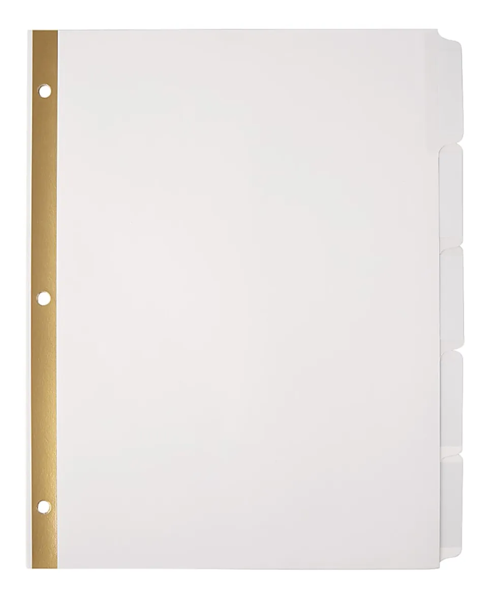 Office Depot® Brand Plain Dividers With Tabs And Labels, White, 5-Tab, Pack Of 25 Sets