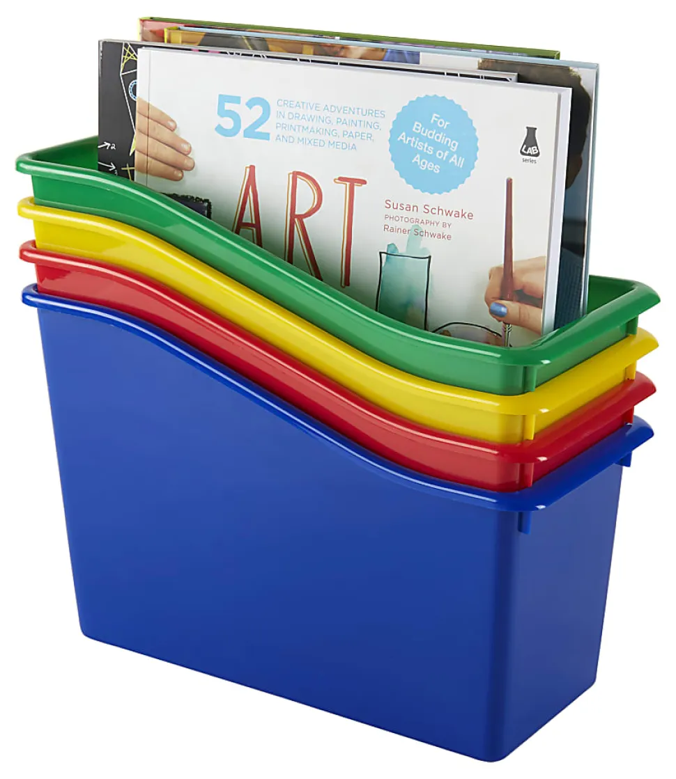 Office Depot® Brand Plastic Book Bin, 7-1/2”H x 11-1/2”W x 5-1/2”D, Assorted Colors