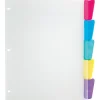 Office Depot® Brand Plastic Dividers With Insertable Rounded Tabs, Multicolor, 5-Tab