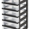 Office Depot® Brand Plastic 6-Drawer Storage Cart, 26 7/16" x 12 1/16" x 14 1/4", Black