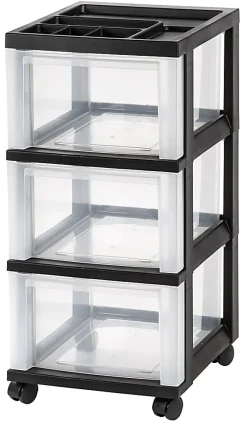 Office Depot® Brand Plastic 3-Drawer Storage Cart, 26 1/5