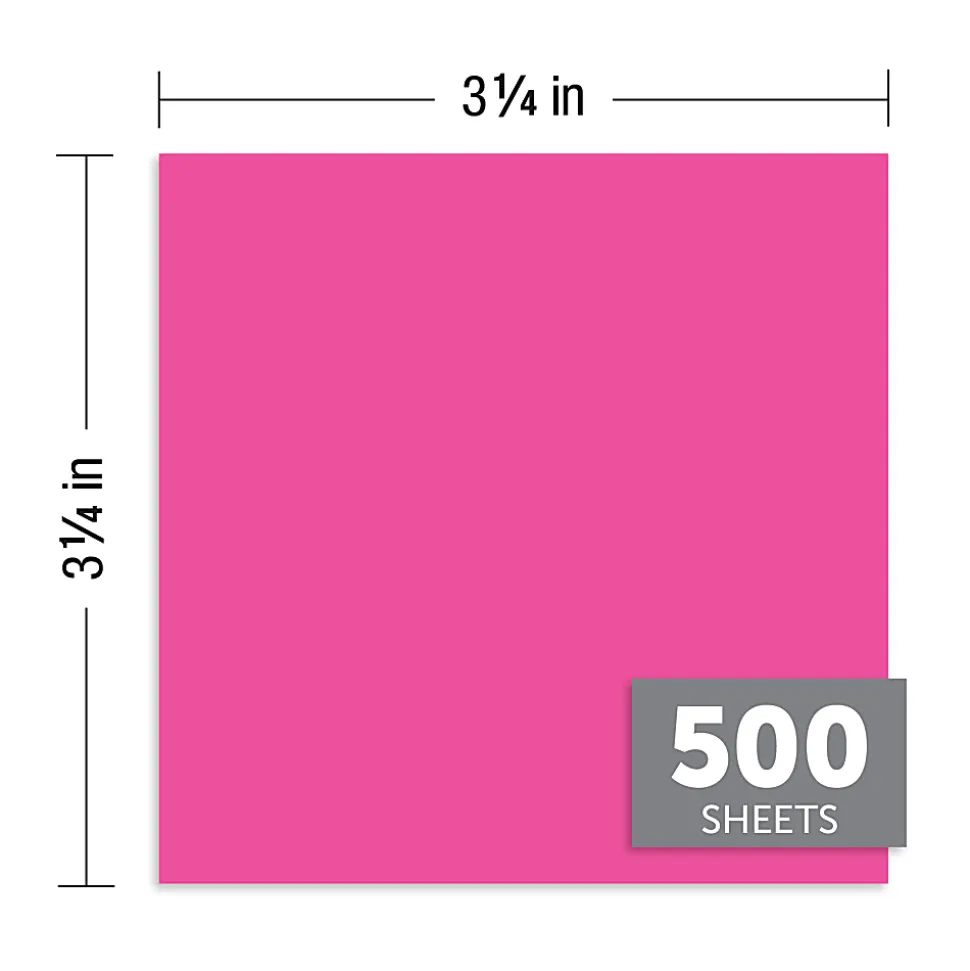 Office Depot® Brand Plexi Note Cube, 3-1/4" x 3-1/4", Unruled, 500 Sheets, Assorted Neon Colors