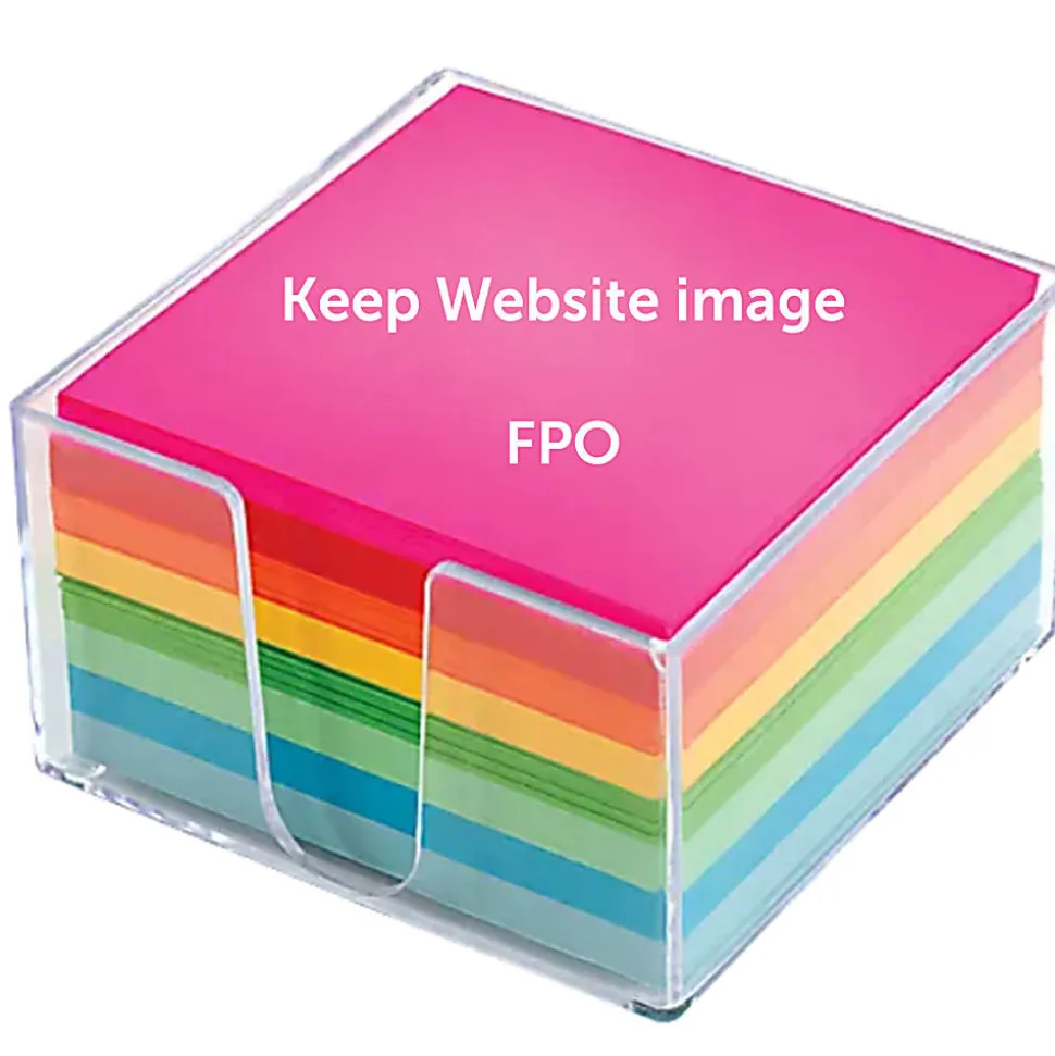 Office Depot® Brand Plexi Note Cube, 3-1/4" x 3-1/4", Unruled, 500 Sheets, Assorted Neon Colors