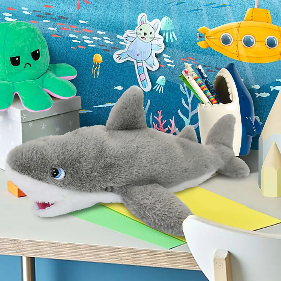 Office Depot® Brand Plush Animal Pencil Pouch, 4" x 11", Shark