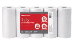 Office Depot® Brand 1-Ply Bond Paper Rolls, 2-3/4" x 128', White, Pack Of 10