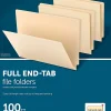 Office Depot® Brand 2-Ply End-Tab Folders, Straight-Cut Tabs, Letter Size, Manila, Box Of 100