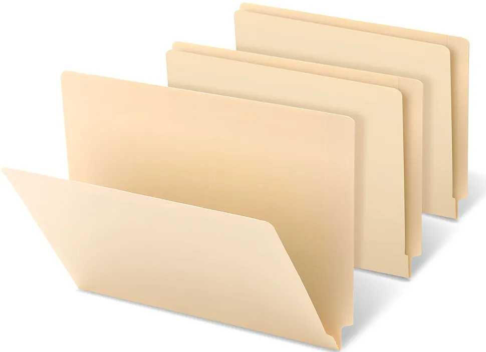 Office Depot® Brand 2-Ply End-Tab Folders, Straight-Cut Tabs, Letter Size, Manila, Box Of 100