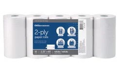 Office Depot® Brand 2-Ply Paper Rolls, 2-1/4" x 85', White, Pack Of 10