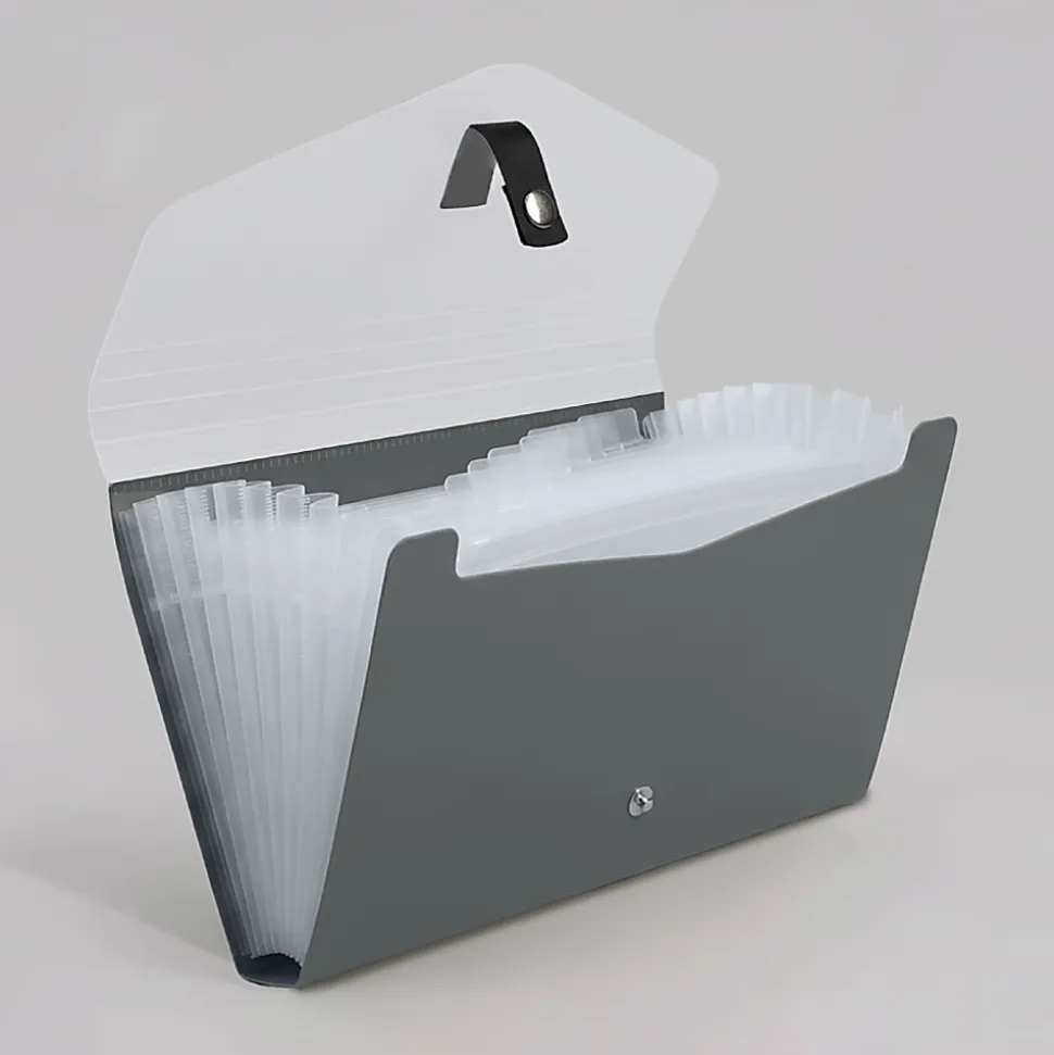 Office Depot® Brand 13-Pocket Expanding File With Snap Closure, Check Size, Urban Fog