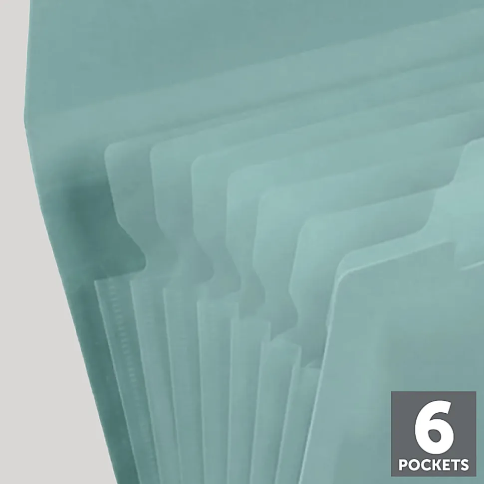 Office Depot® Brand 6-Pocket Expandable Folders, Letter Size, Clay & Coast, Pack Of 3 Folders