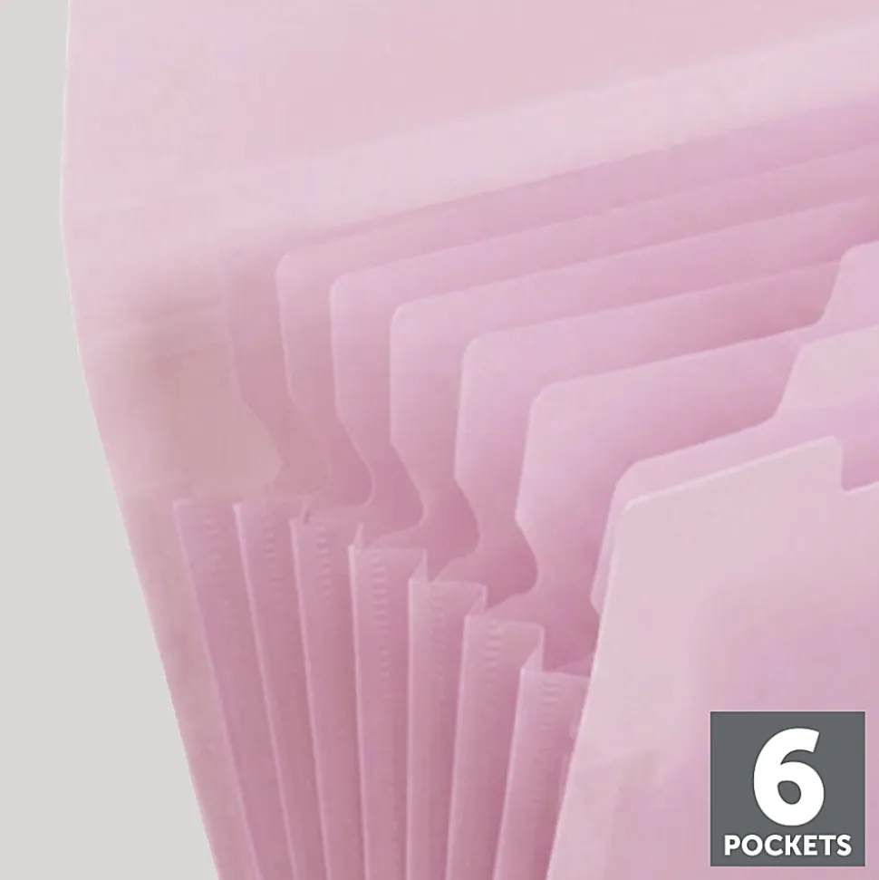 Office Depot® Brand 6-Pocket Expandable Folders, Letter Size, Soft Sorbet Pastels, Pack Of 3 Folders