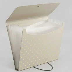 Office Depot® Brand 13-Pocket Poly Expanding File, Letter Size, Warm Beige/Quiet Dots