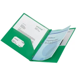 Office DepotĀ® Brand 2-Pocket School-Grade Poly Folder with Prongs, Letter Size, Green