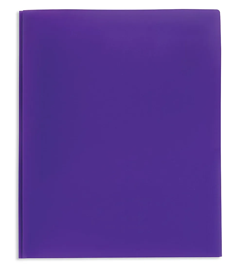 Office Depot® Brand 2-Pocket School-Grade Poly Folders With Prongs, 8-1/2" x 11", Assorted Colors, Pack Of 36