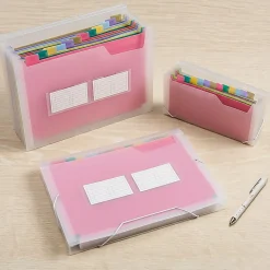 Office Depot® Brand 13-Pocket Stand-Up Expanding File, Letter Size, Clear/Assorted Color Peek