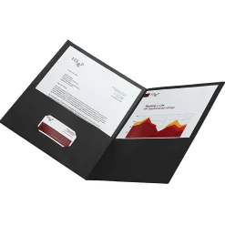 Office Depot® Brand 2-Pocket Textured Paper Folders, Black, Pack Of 10