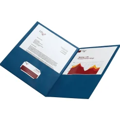 Office Depot® Brand 2-Pocket Textured Paper Folders, Dark Blue, Pack Of 10