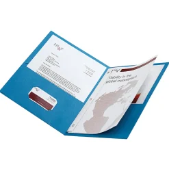 Office DepotĀ® Brand 2-Pocket Textured Paper Folders With Prongs, Light Blue, Pack Of 10