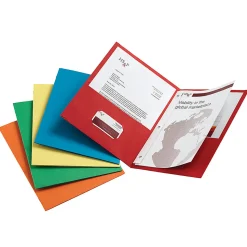 Office DepotĀ® Brand 2-Pocket Textured Paper Folders With Prongs, Assorted Colors, Pack Of 25