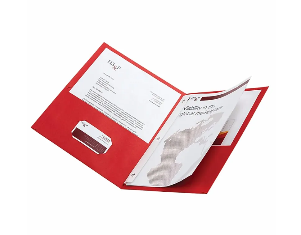 Office Depot® Brand 2-Pocket Textured Paper Folders With Prongs, Red, Pack Of 10