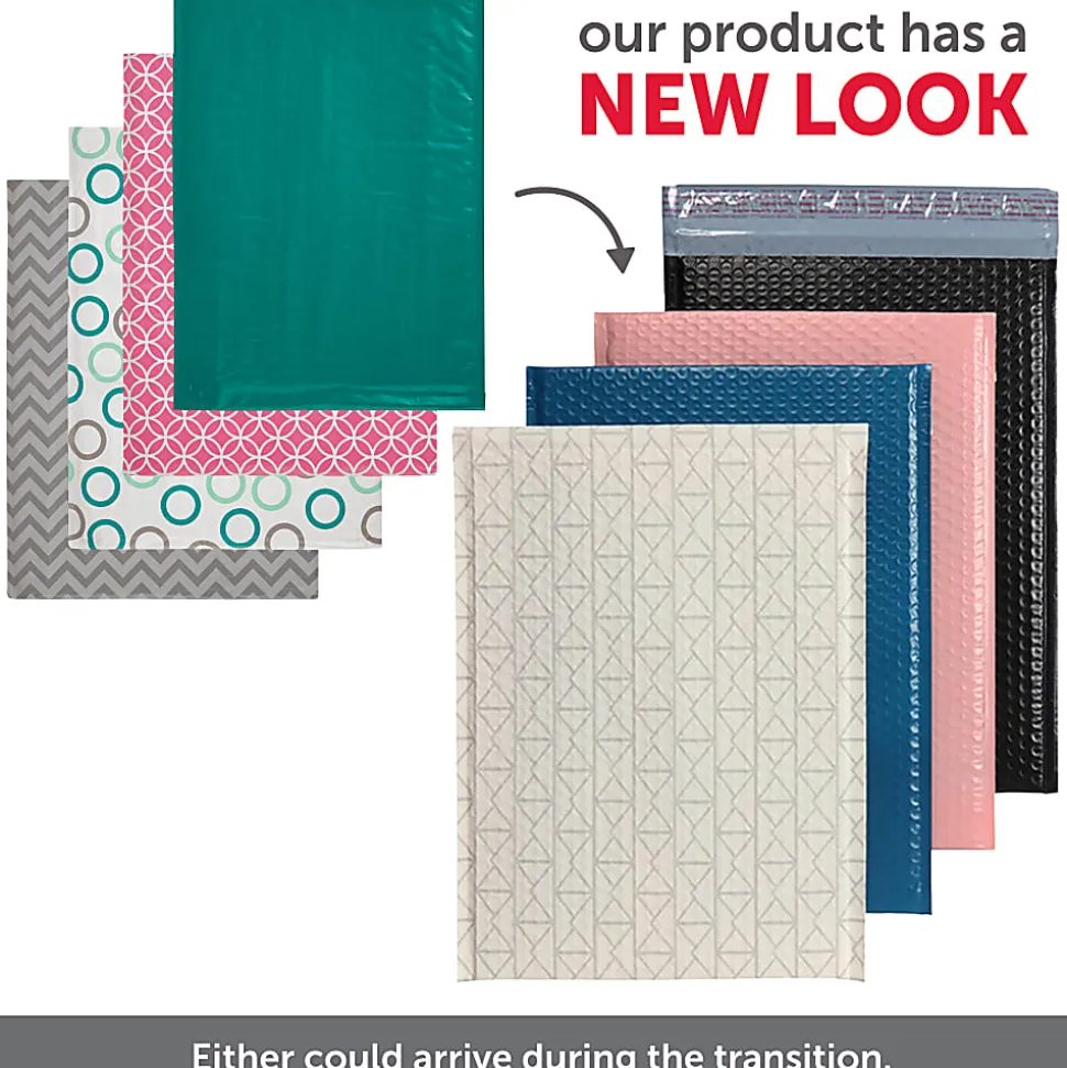 Office Depot® Brand Poly Fashion Bubble Mailer, #5, 10 1/2" x 15", Assorted Colors