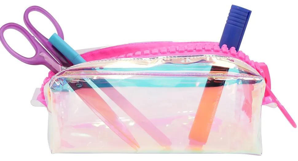 Office Depot® Brand Poly Iridescent Pencil Pouch, 7-11/16" x 3-5/16", Pink