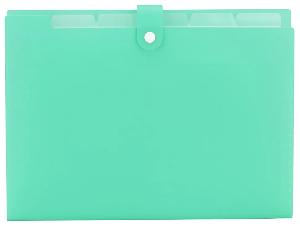 Office Depot® Brand Polypropylene File Folder, 5 Pocket, Expansion 3", 8 1/2" x 11", Letter, Aqua, Pack of 1