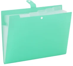 Office Depot® Brand Polypropylene File Folder, 5 Pocket, Expansion 3", 8 1/2" x 11", Letter, Aqua, Pack of 1