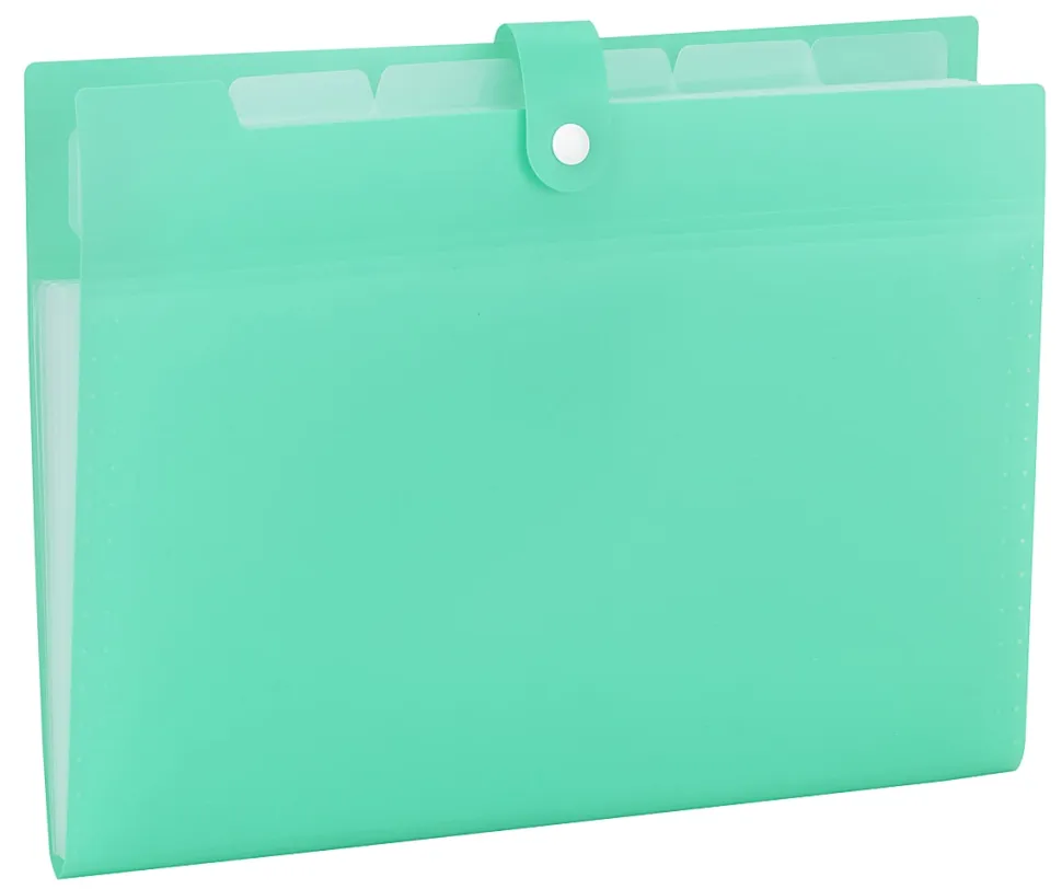 Office Depot® Brand Polypropylene File Folder, 5 Pocket, Expansion 3", 8 1/2" x 11", Letter, Aqua, Pack of 1
