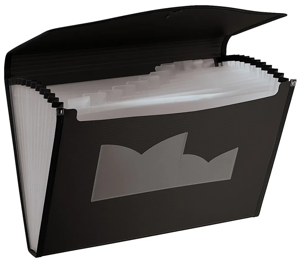 Office Depot® Brand Polypropylene Expanding File, 13 Pocket, Expansion 3-1/2", 8 1/2" x 14", Legal, Black, Pack of 1