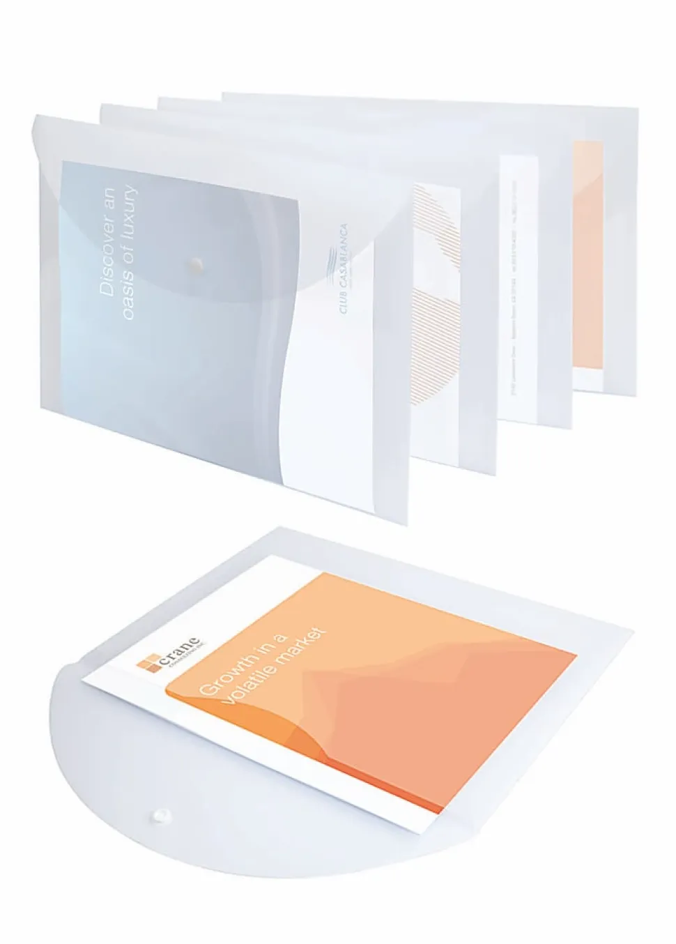 Office Depot® Brand Poly Snap Document Files, Clear, Pack Of 5