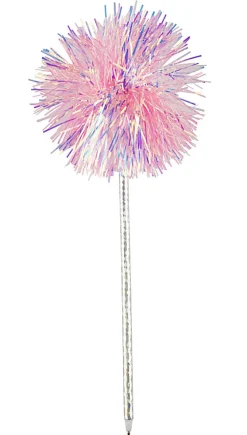 Office DepotĀ® Brand Pom Pom Ballpoint Pen, Medium Point, 0.7 mm, Silver Barrel, Black Ink, Sparkle Top