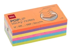 Office Depot® Brand Pop Up Sticky Notes, 3" x 3", Assorted Vivid Colors, 100 Sheets Per Pad, Pack Of 12 Pads