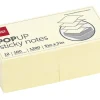 Office Depot® Brand Pop Up Sticky Notes, 3" x 3", Yellow, 100 Sheets Per Pad, Pack Of 12