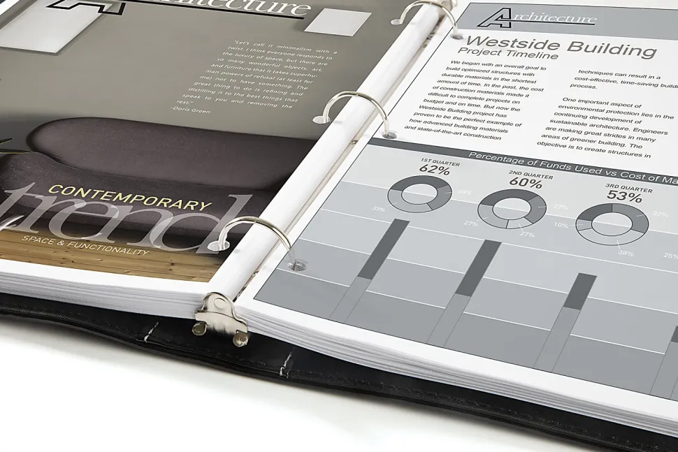 Office Depot® Brand Premium Leatherette Presentation View 3-Ring Binder, 1" Round Rings, Black
