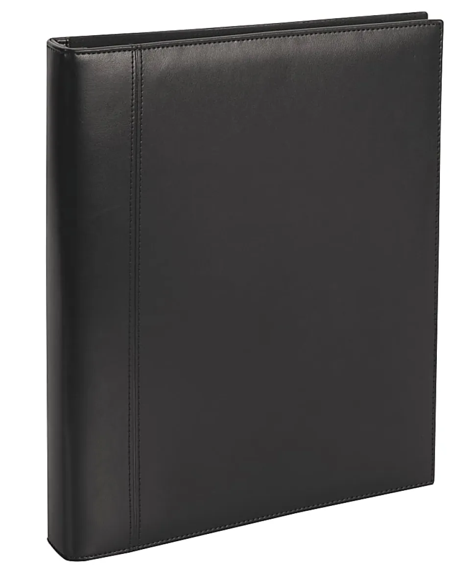 Office Depot® Brand Premium Leatherette Presentation 3-Ring Binder, 1" Round Rings, Black