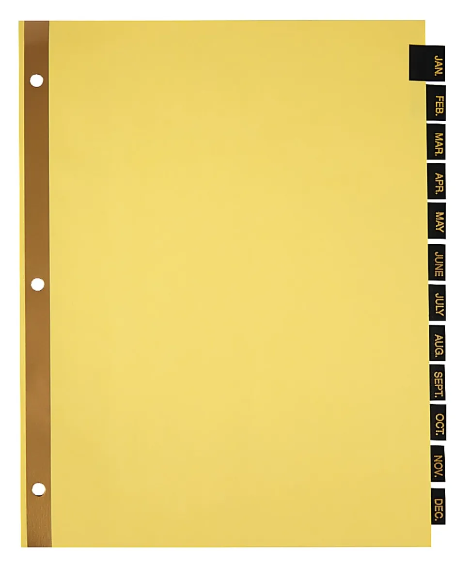Office Depot® Brand Preprinted Index Tab Dividers, Jan-Dec Tab