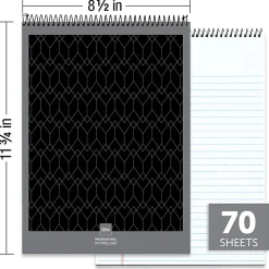 Office Depot® Brand Professional Top Wirebound Writing Pad, 8-1/2" x 11-3/4", Legal/Wide Ruled, 70 Sheets, White