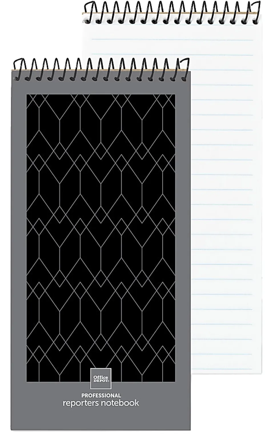 Office Depot® Brand Professional Reporter's Notebook, 4" x 8", Black/Gray, Legal/Wide Ruled, 70 Sheets, Pack Of 4