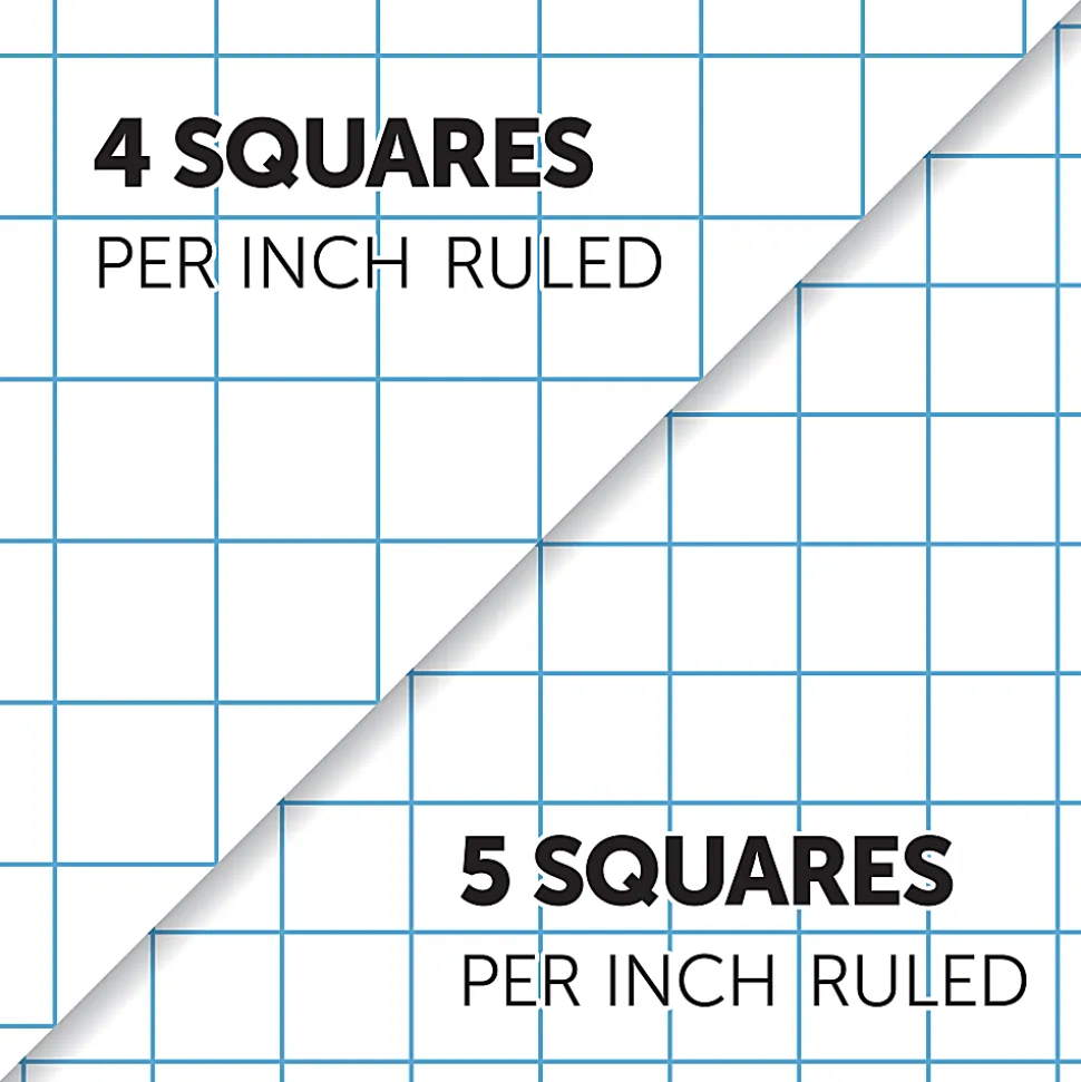 Office Depot® Brand Professional Quad Pad, 8-1/2" x 11-3/4", Dual-Sized Quadrille Ruled (4" x 4", 5" x 5"), 100 Sheets, White