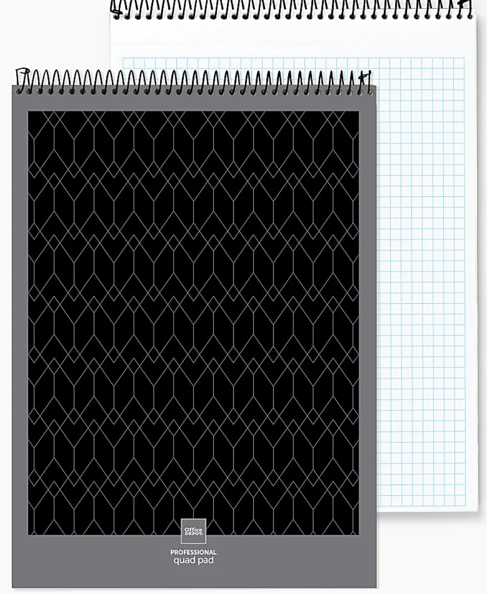 Office Depot® Brand Professional Top Wirebound Writing Pad, 8-1/2" x 11-3/4", Quad Ruled, 70 Sheets, White