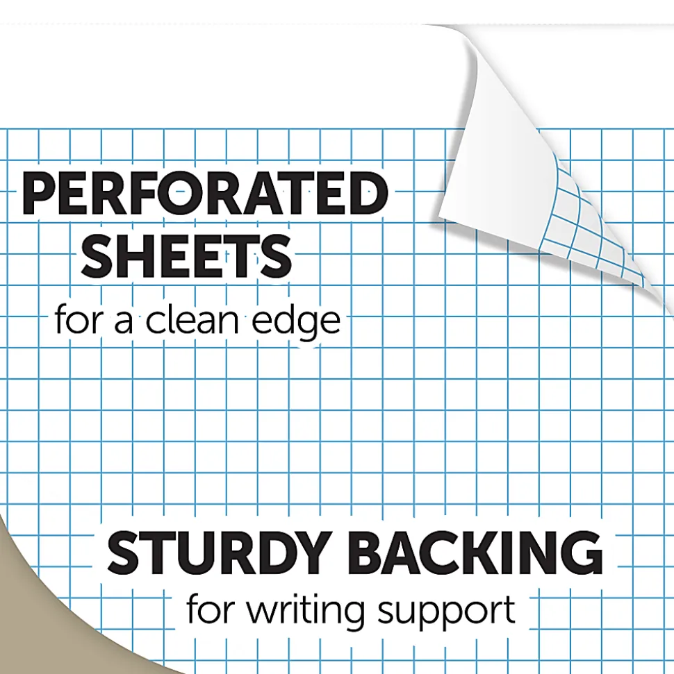 Office Depot® Brand Professional Top Wirebound Writing Pad, 8-1/2" x 11-3/4", Quad Ruled, 70 Sheets, White
