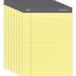 Office DepotĀ® Brand Professional Writing Pads, 8-1/2" x 11-3/4", Legal/Wide Ruled, 50 Sheets, Canary, Pack Of 8